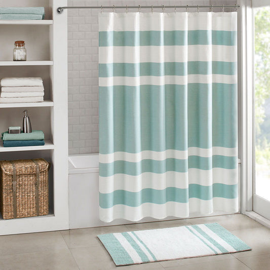 Spa Waffle - 72" Shower Curtain With 3M Treatment - Aqua