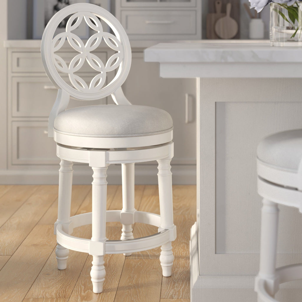 Stool With Back And Swivel Upholstered Seat