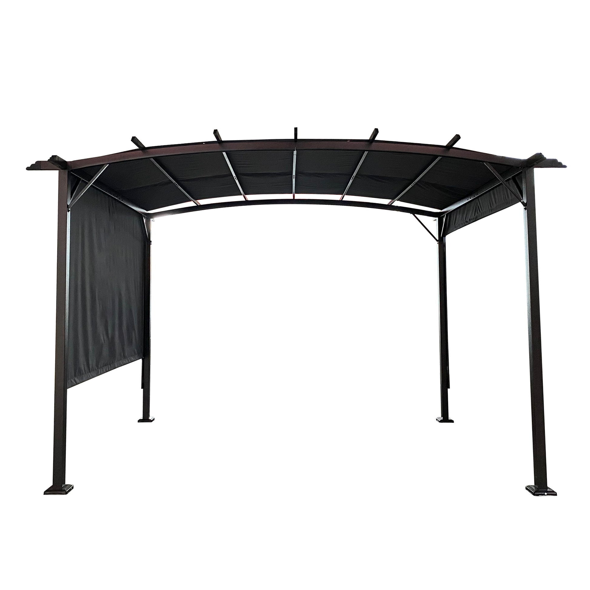 Outdoor Patio Pergola Gazebo - Steel Frame Sun Shelter With Retractable Canopy