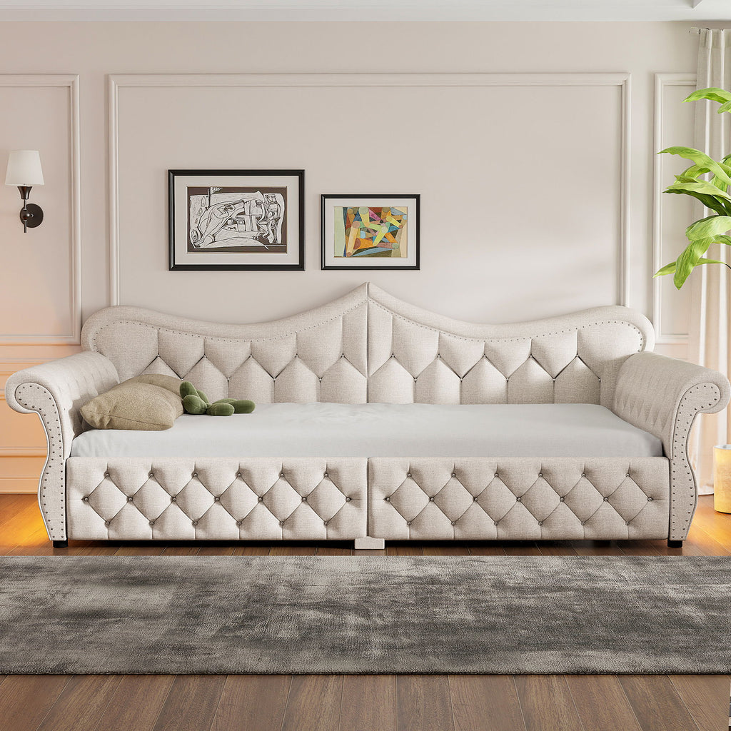 Upholstered Daybed With LED Lighting And Nailhead Trim