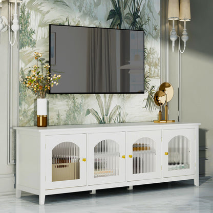 StylishTVcabinet Entertainment CenterTV Stand, TVconsoletable, Media Console, Solidwood Frame, Changhong Glass Door, Metal Handle