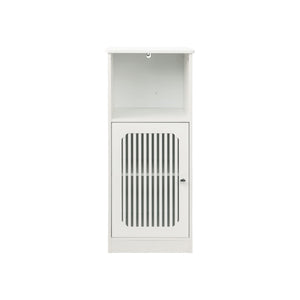 Louvered Door Bathroom Low Cabinet With Multi Layer Storage - White