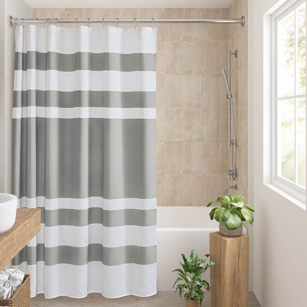Spa Waffle - 84" Shower Curtain With 3M Treatment - Gray