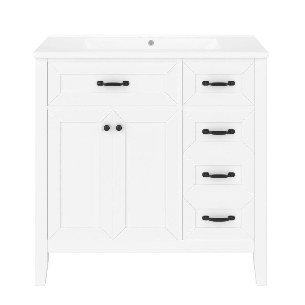 Modern Bathroom Vanity With Sink, Freestanding Design With Drawers And Doors