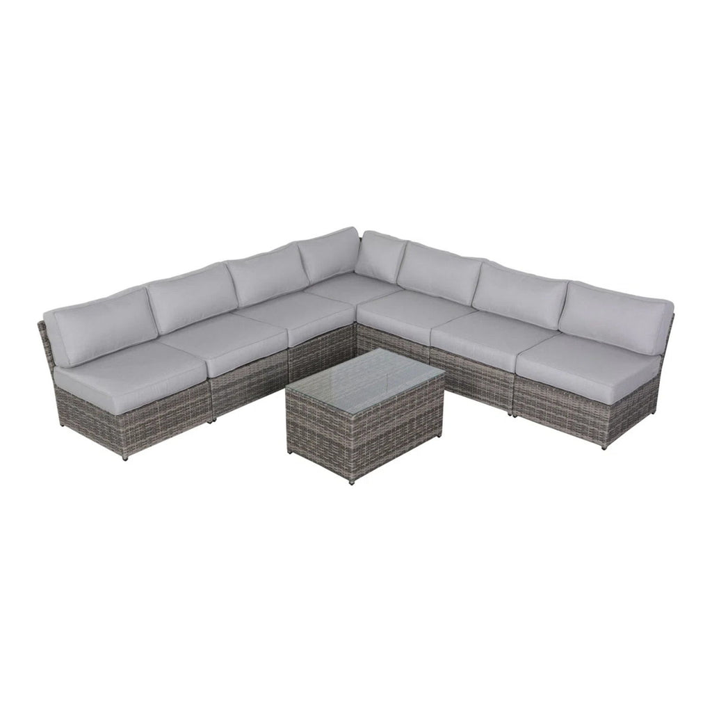 Comfortable Modern Patio Rattan Sectional Set With Cushions