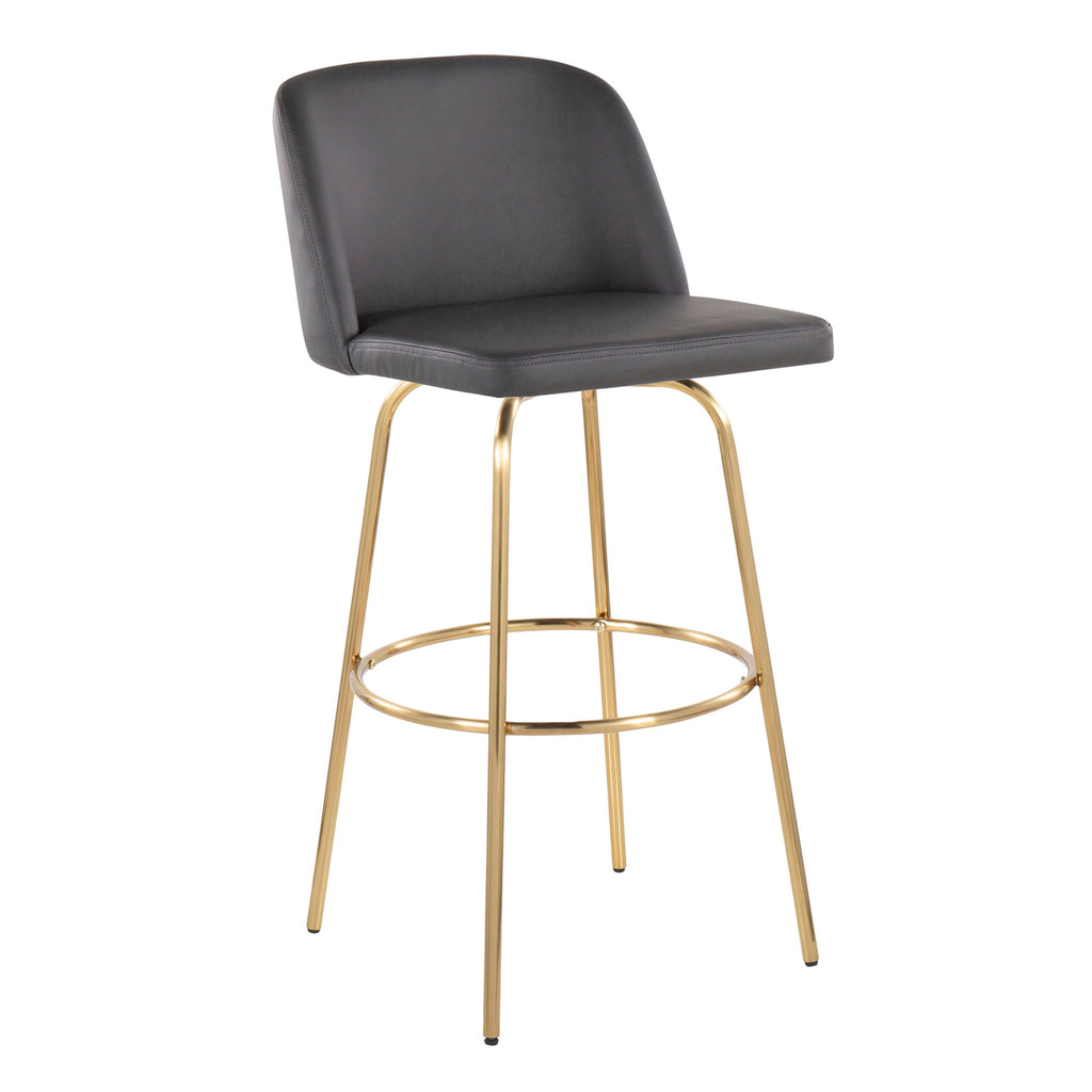 Toriano - Contemporary Fixed Height Barstool With Swivel And Round Footrest (Set of 2)
