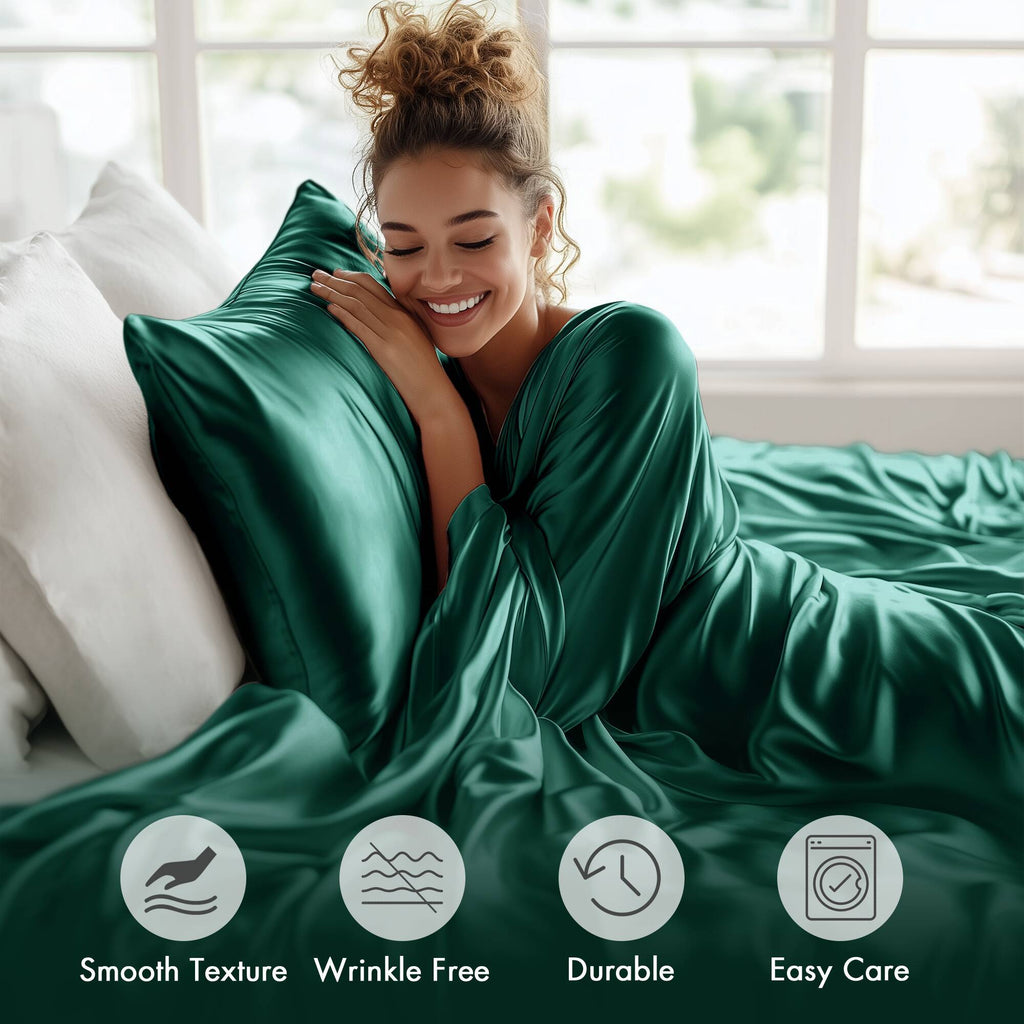 Satin - 6 Piece Queen Luxury Sheet Set - Emerald