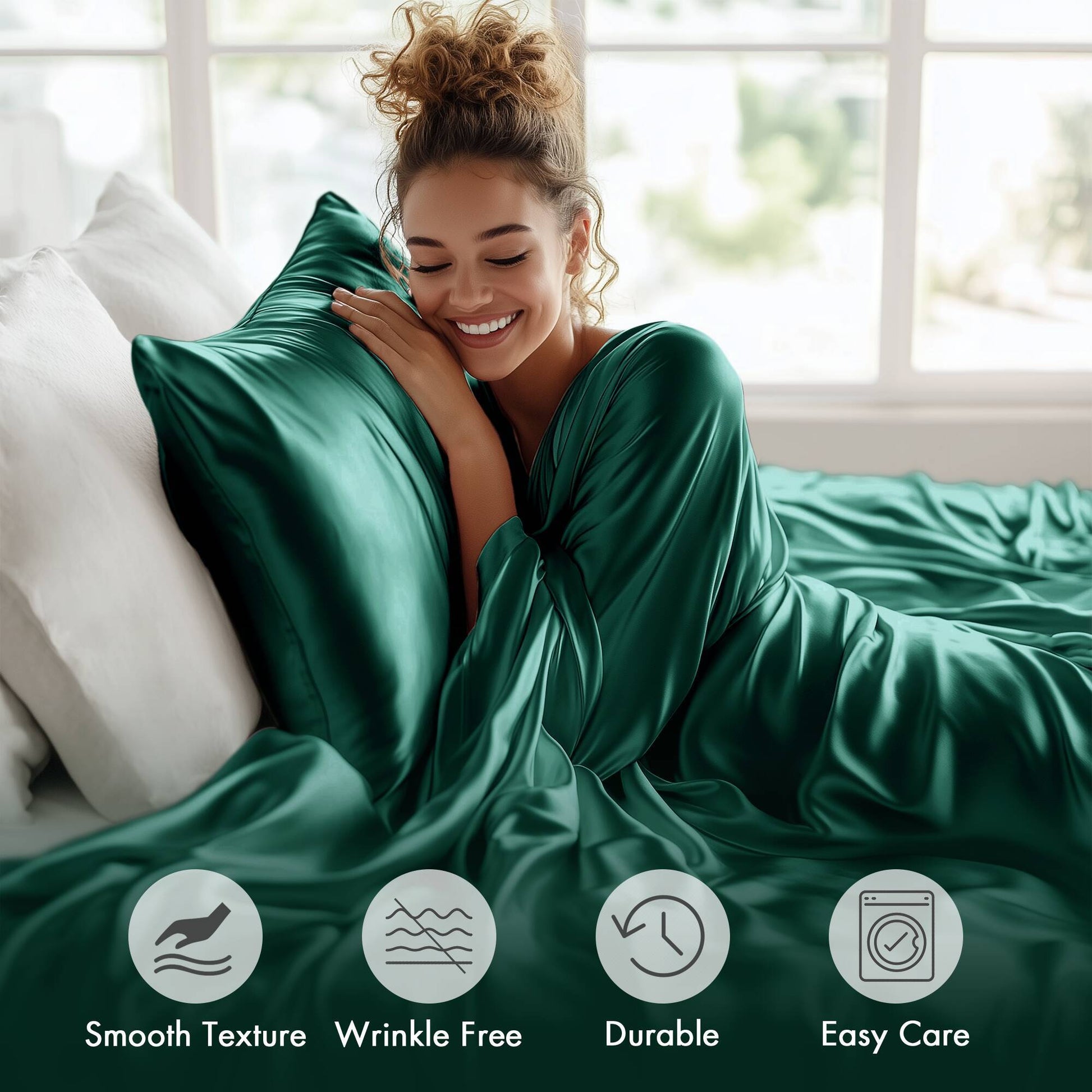 Satin - 6 Piece Full Luxury Sheet Set - Emerald