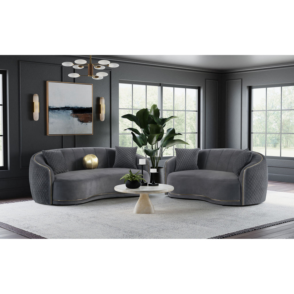 Lorraine - 2 Piece Upholstered Sofa Set With Tufting Trim - Dark Gray