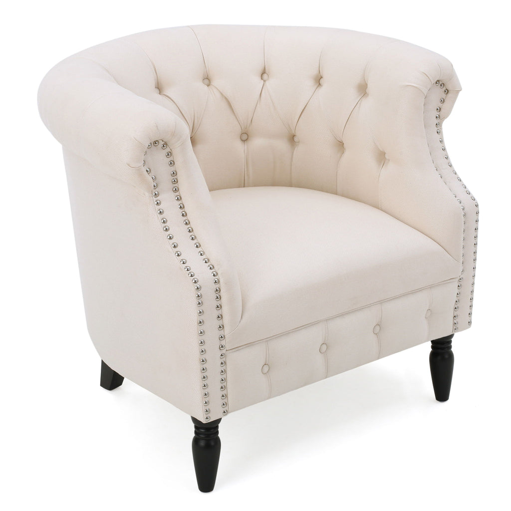 Celestialis - Upholstered Club Chair With Tub Design And Rolled Recessed Armrests