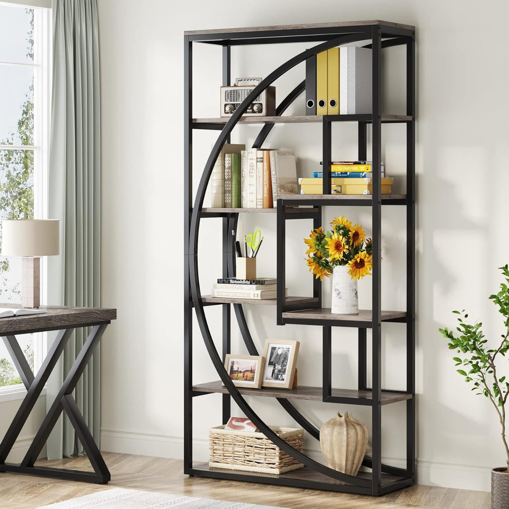 5 Tier Etagere Bookshelf With 8 Open Shelves Organizer For Living Room