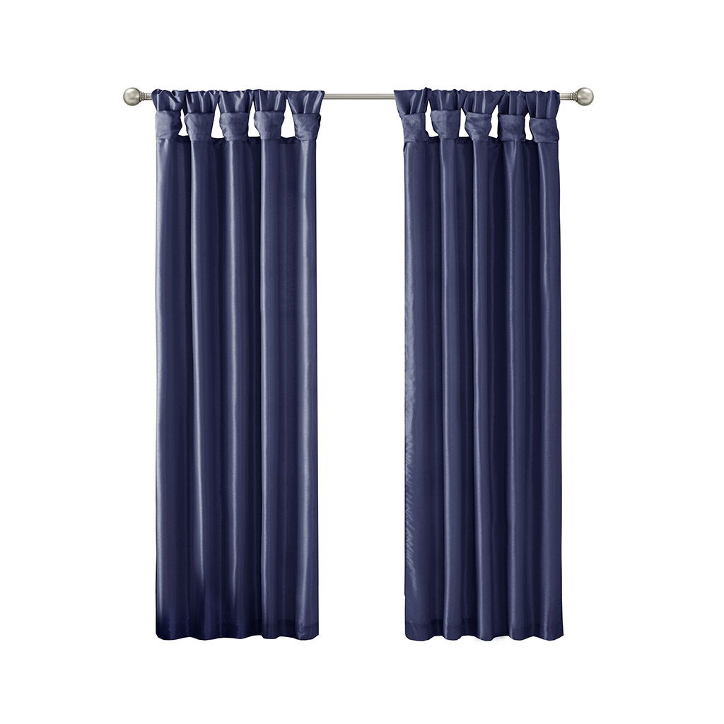 Emilia - Twist Tab Lined Window Curtain - Navy