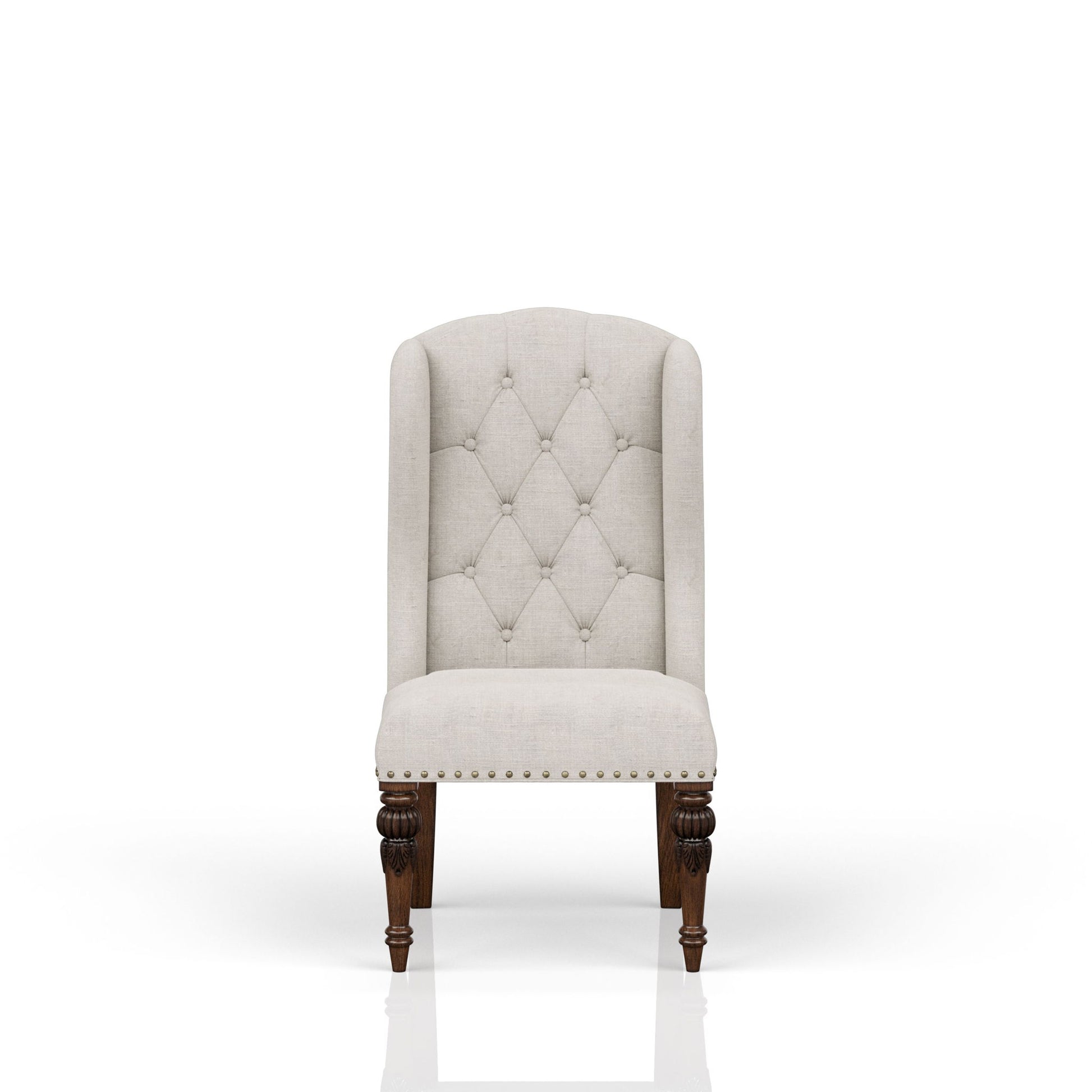 Upholstered Wing Host Chair - Light Gray