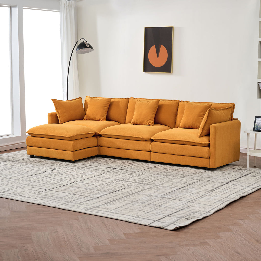 Modular Ottoman Style Deep Seat Sofa With Cushions