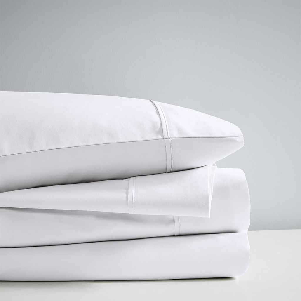 1000 Thread Count - HeiQ Smart Temperature Cotton Blend 4 Piece Queen Sheet Set - White