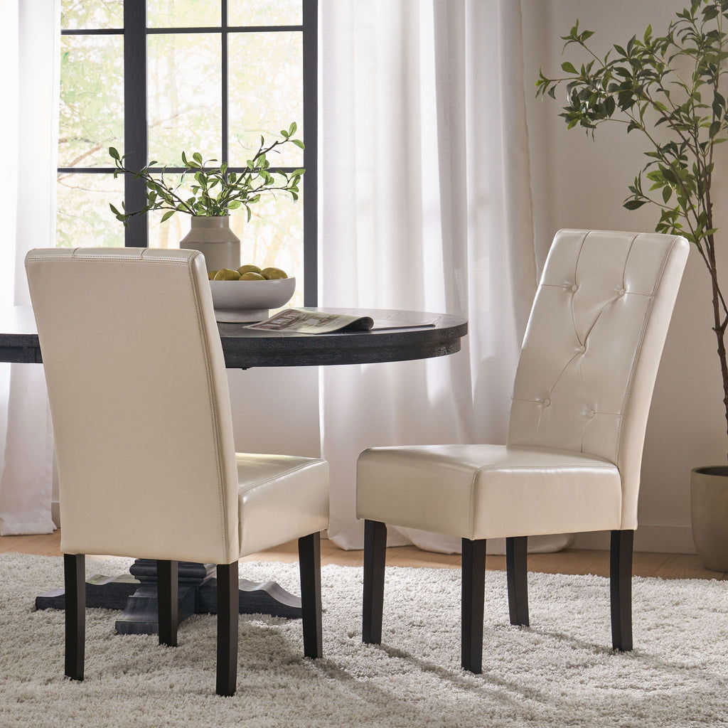 Carter - 5 Tuft Dining Chair With Button Tufted Backrest And Espresso Legs - Ivory