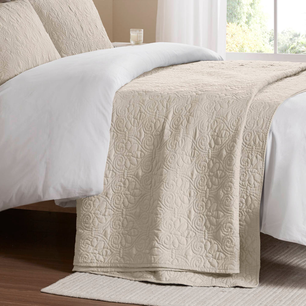 Quebec - Twin Reversible Bedspread Set - Cream