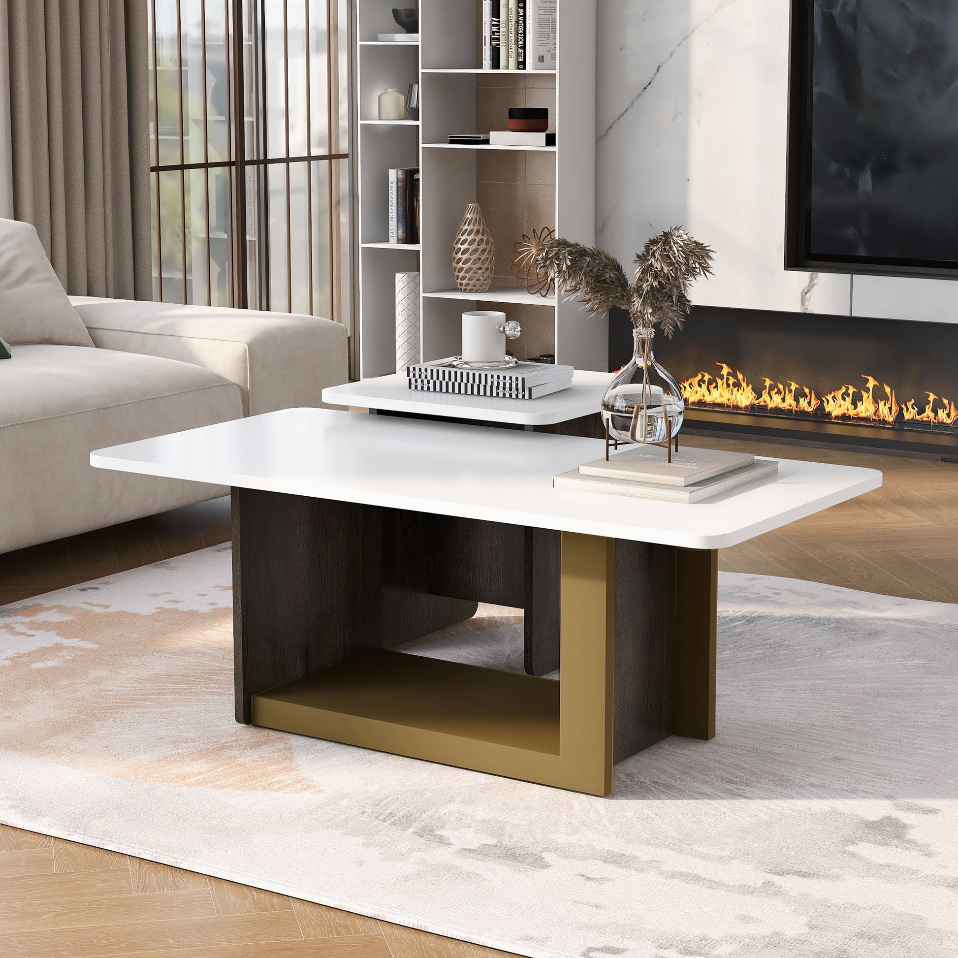 Small Square Coffee Table With End Table (Set of 2)