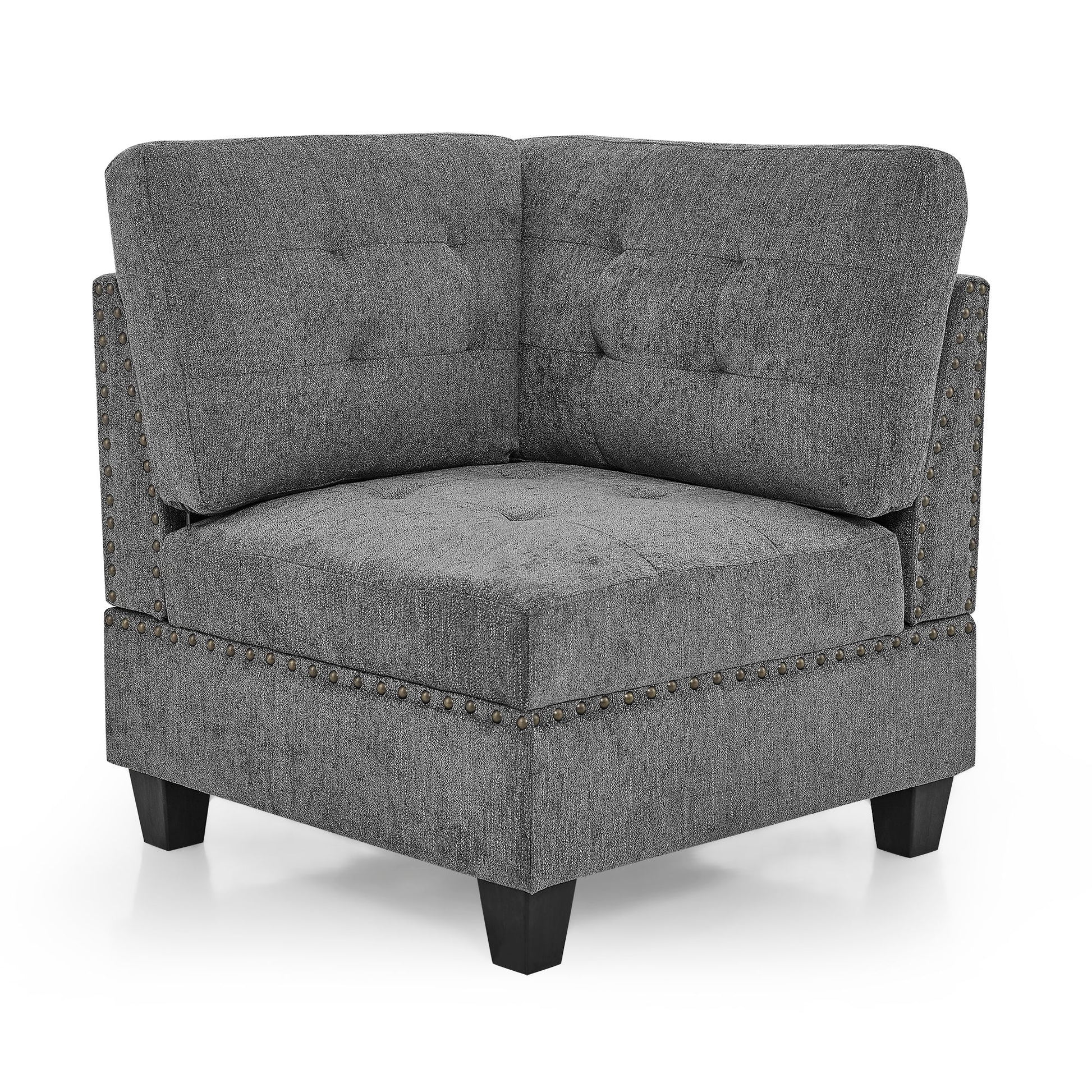 Modular Corner Sofa With Chenille Upholstery - Gray