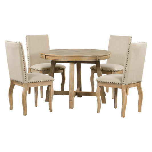 Gewnee - Extendable Trestle Dining Set 5 Piece - Natural Wash