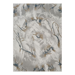 Geometrix - 5'3" X 7'3" Area Rug & Geometric 3D Effect - Ivory / Gray