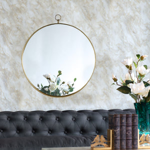 Round Mirror, Circle Mirror With Iron Frame For Living Room Bedroom Vanity Entryway, Hallway