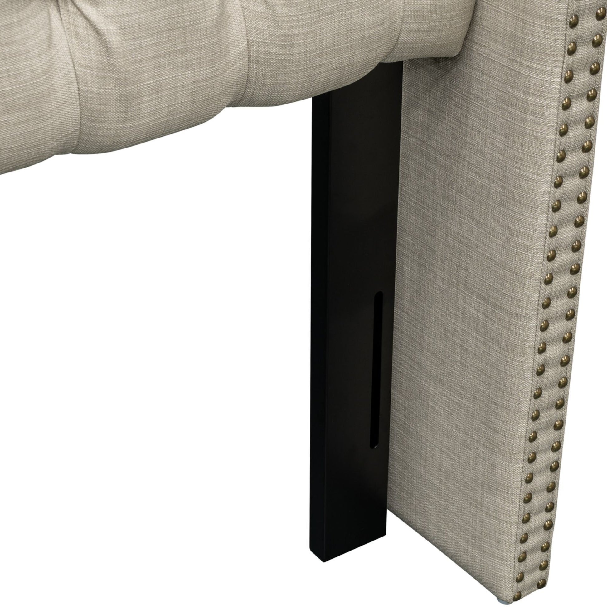 Amelia - Upholstered Wingback Headboard With Button Tufting & Nailhead Trim Woven - Beige