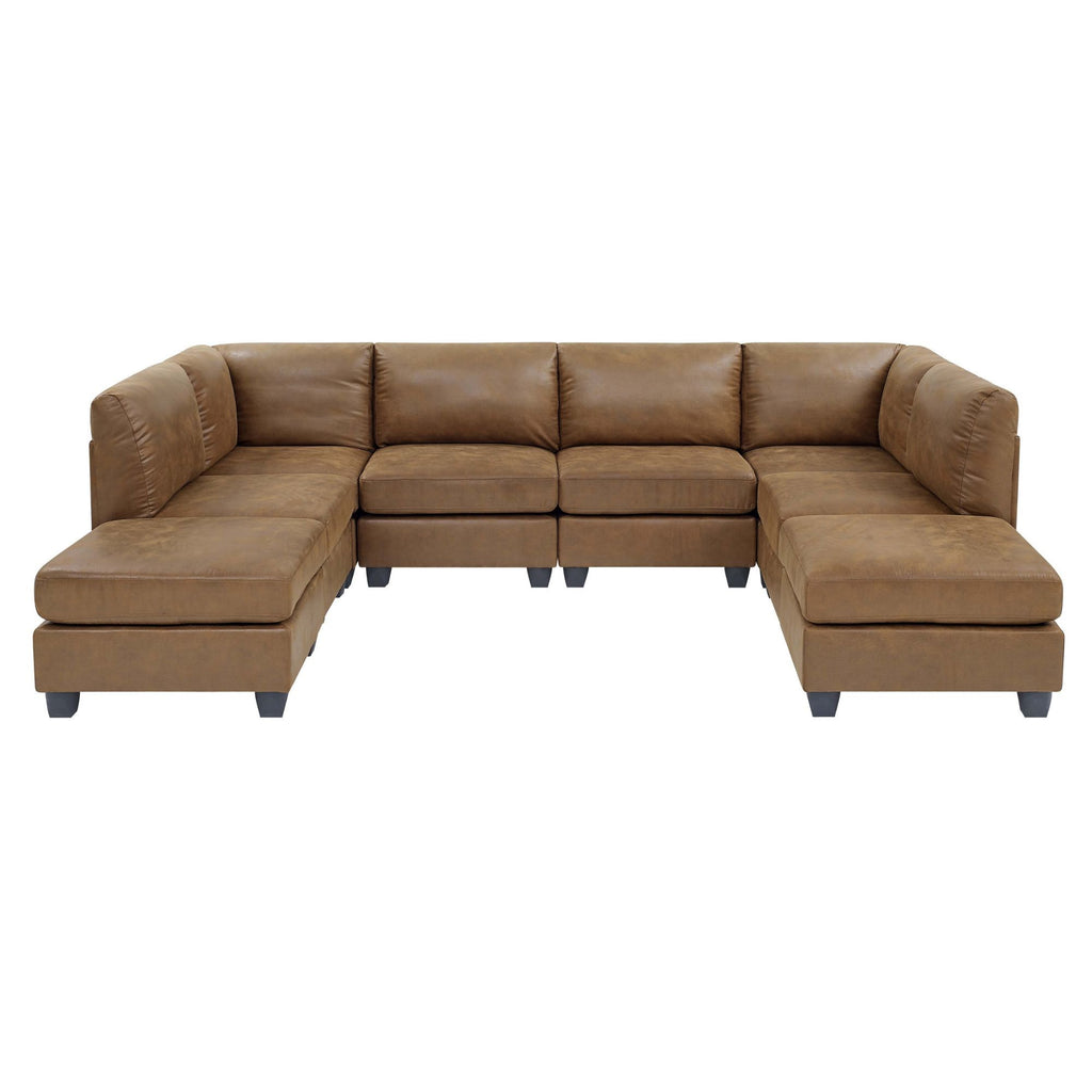 Modular Sectional, Customizable Layout, Removable Cushions - Brown
