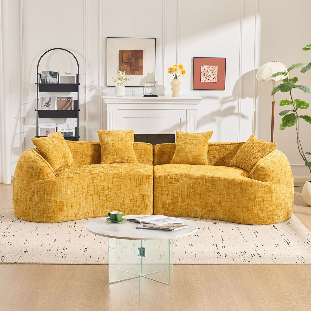 Curved Compressed Sofa, Nordic-Style Design For Living Room