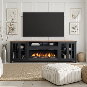 Fireplace TV Stand Console For TVs Up To 100" - Black / Whiskey