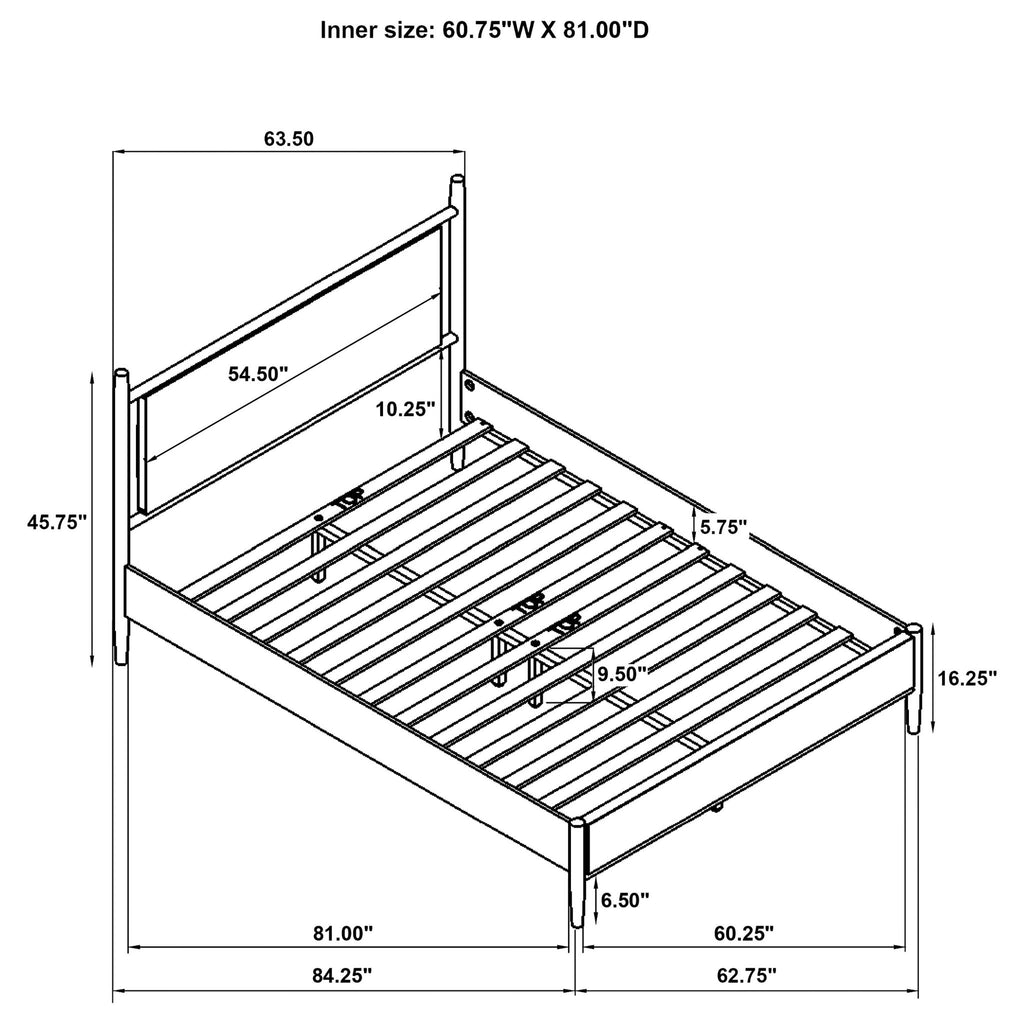 Panel Platform Bed With Upholstered Headboard And Footboard