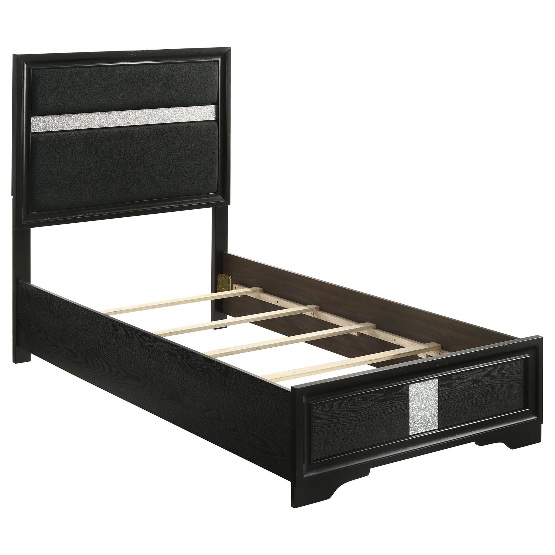 Modern Bedroom Set With Upholstered Headboard And Textured Storage