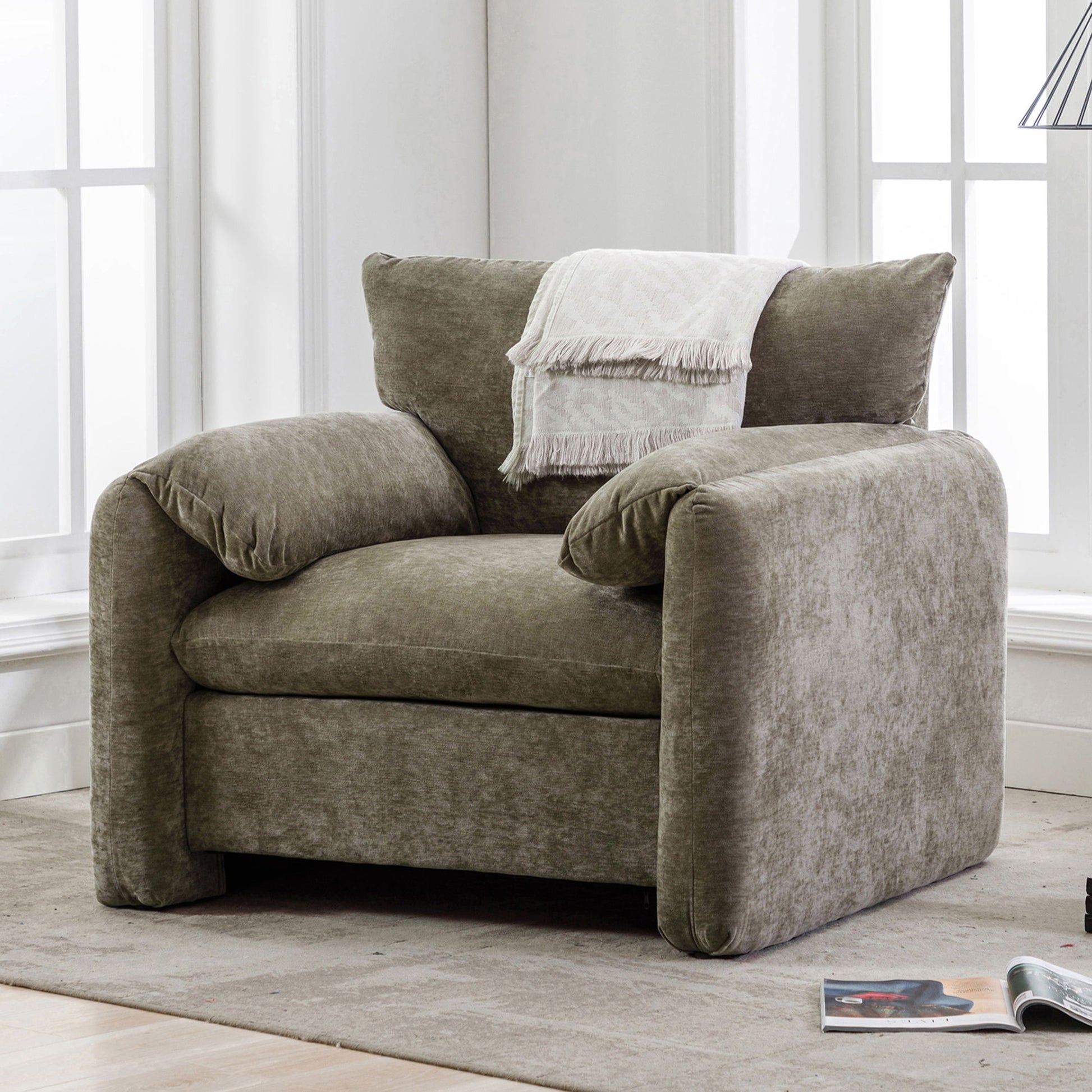Oversized Accent Single Sofa Lounge Chair - Matcha Green