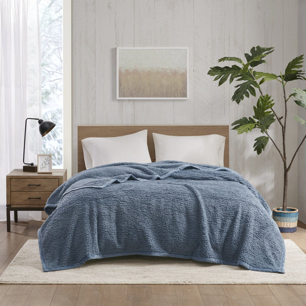 Burlington - King Berber Blanket - Blue