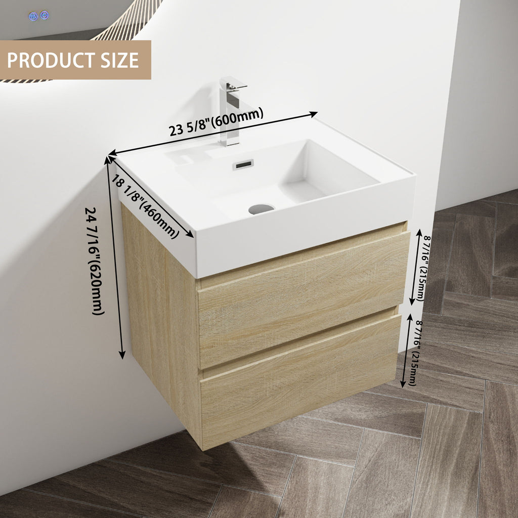 Wall Mounted Bathroom Vanity And Sink, 2 Soft Close Drawers