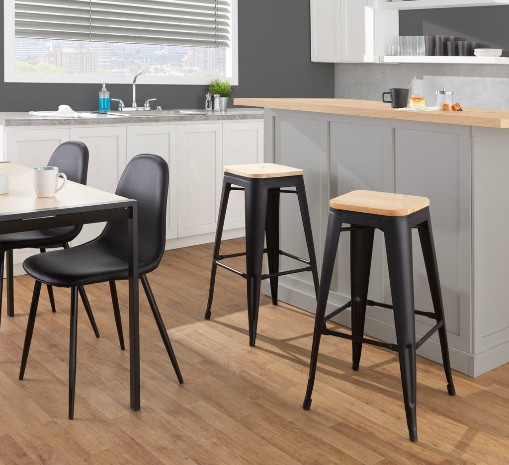Oregon - Contemporary Barstool (Set of 2) - Black / Natural