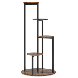 4 Tier Corner Plant Stand For Balcony, Garden & Patio - Rustic Brown