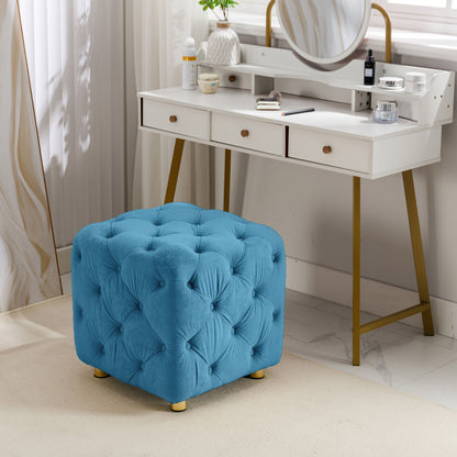 Modern Velvet Upholstered Ottoman, Exquisite Small End Table, Soft Foot Stool, Dressing Makeup Chair, Comfortable Seat For Living Room, Bedroom, Entrance