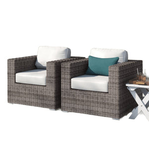 Grade - Club Patio Chair With Sunbrella Cushions (Set of 2) - Gray Mix / White