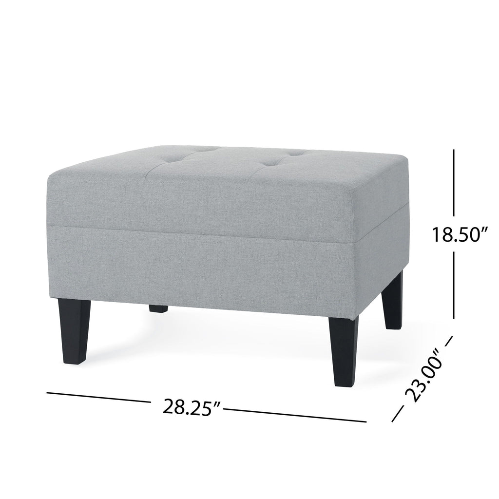 Classic Ottoman With Birch Wood Legs And Fabric Upholstery