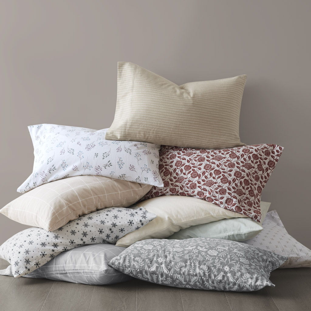 Oversized Cotton Flannel - 4 Piece Queen Sheet Set - Beige Windowpane