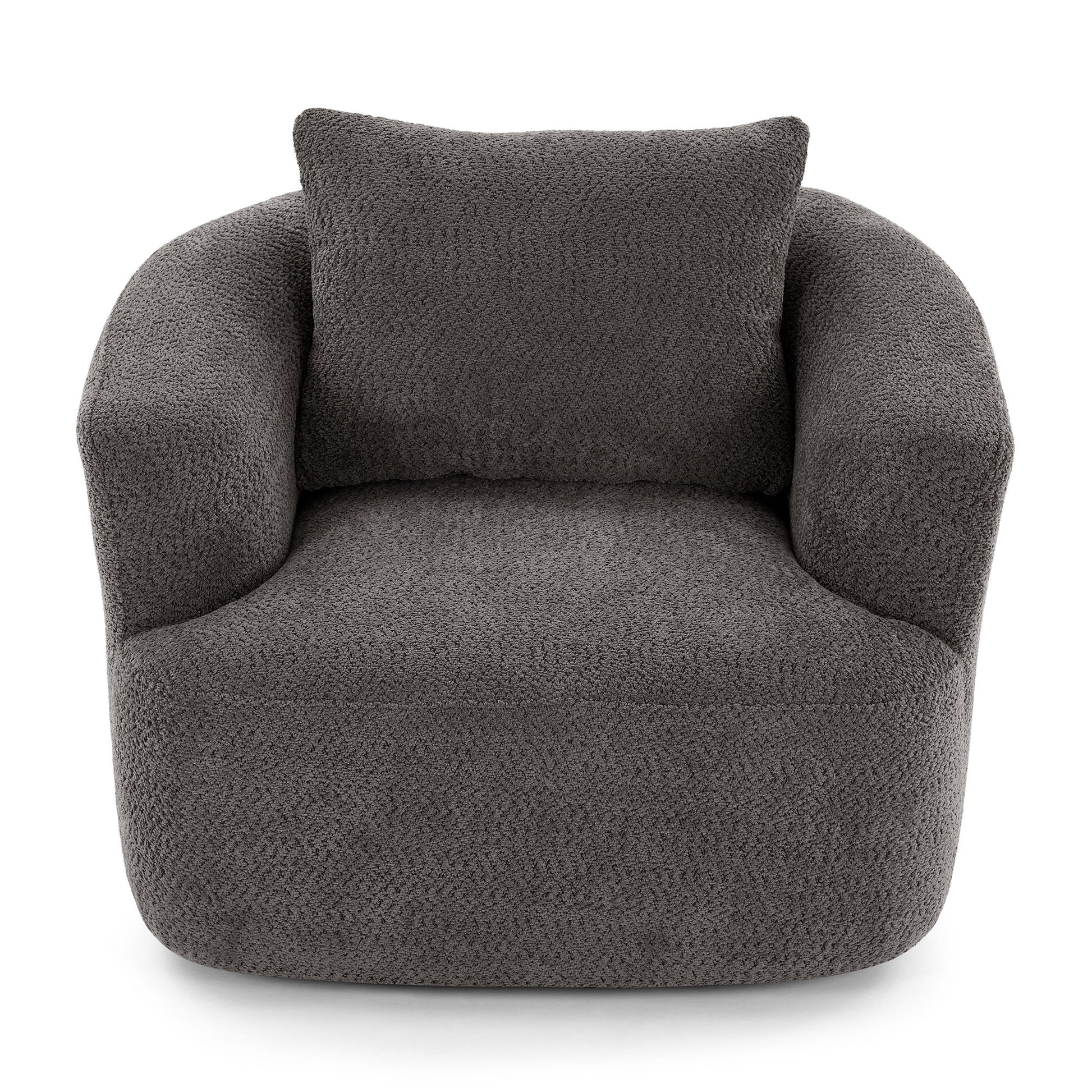 360° Swivel Barrel Sofa Chair With Throw Pillow, Chenille Upholstered Accent Chair