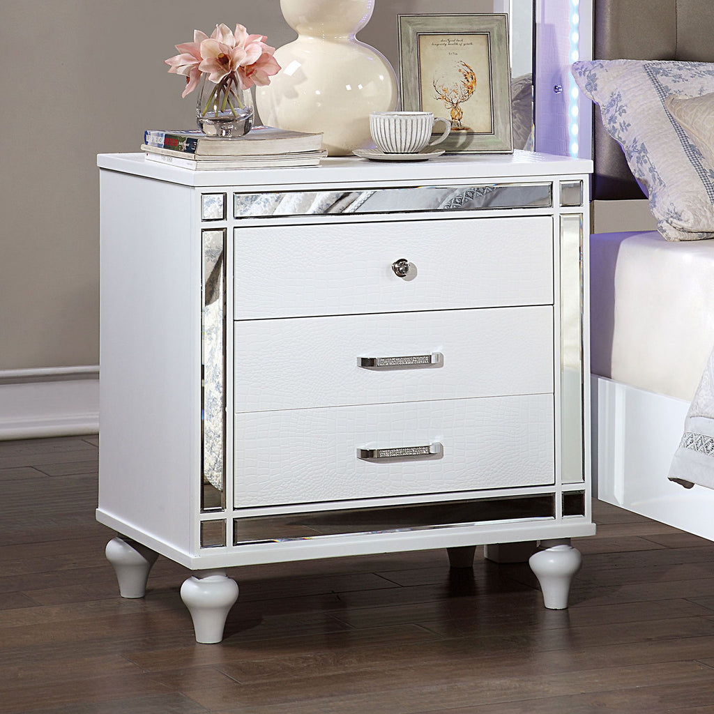 Contemporary Nightstand With Crocodile Textured Trim