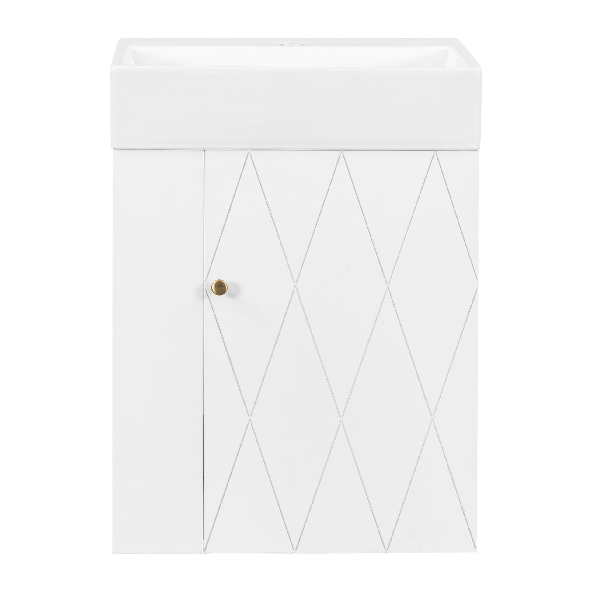 Modern Bathroom Vanity With Sink, Diamond Pattern Doors