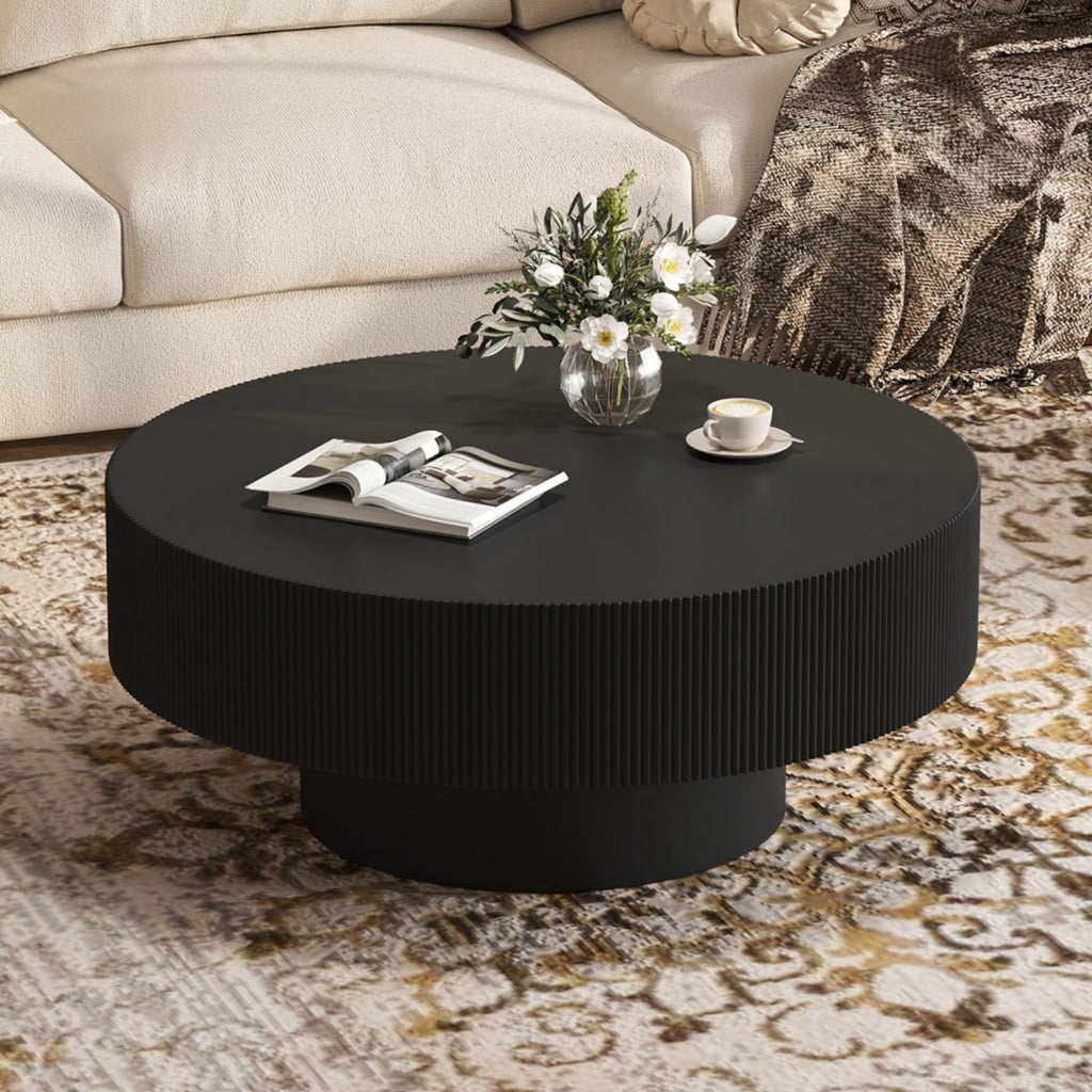 Elegant Round Coffee Table With Thick Tabletop