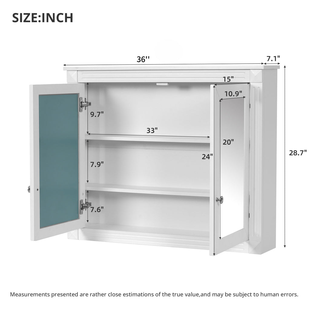 Wall-Mounted Medicine Cabinet With 2 Mirrors, Adjustable Shelves