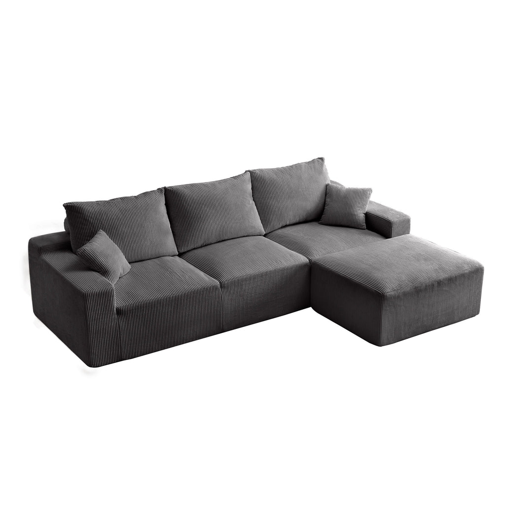 L Shaped Sectional Sofa, Full Compression 3 Seater Cloud Couch With Chaise