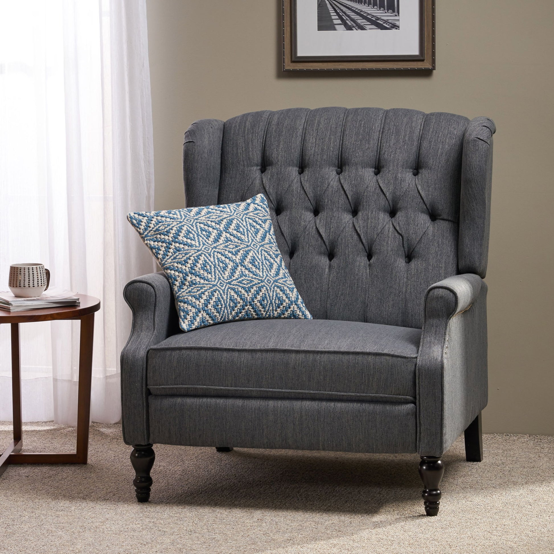 Dunham - Contemporary Fabric Tufted Oversized Pushback Recliner