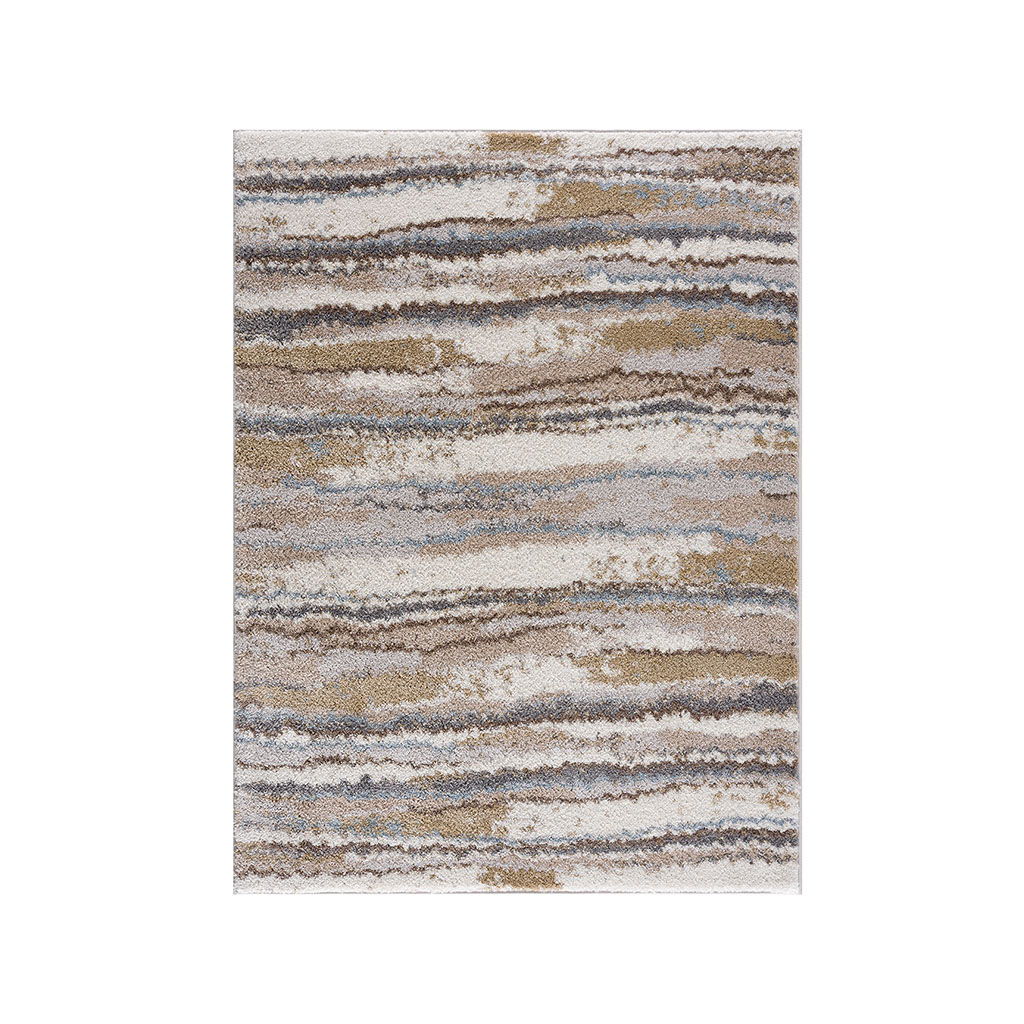Riley - 7' X 9' Watercolor Abstract Area Rug - Blue / Tan