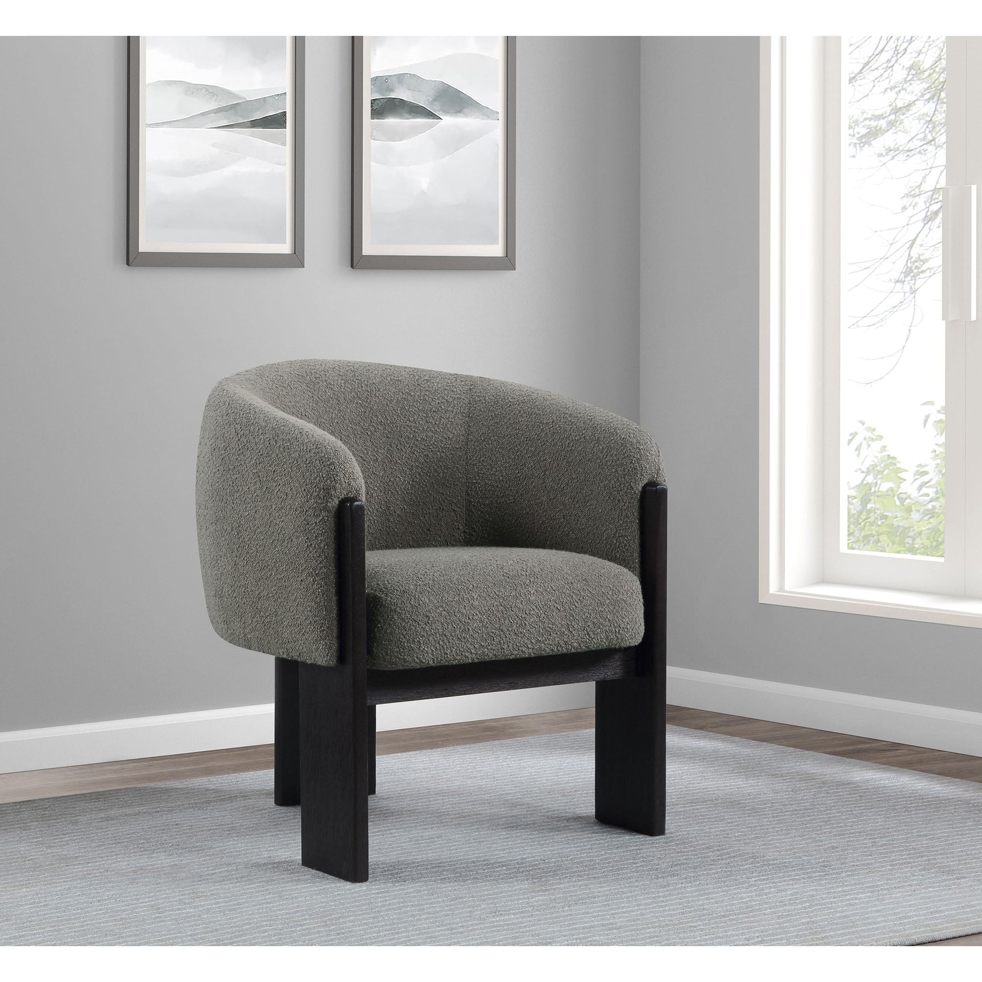 Maciel - Upholstered Barrel Back Accent Chair - Mushroom
